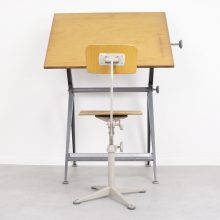 Friso Kramer & Wim Rietveld - Reply drawing board drafting table with workshop chair - Ahrend de Cirkel - Mid century Dutch industrial design 1960s - Vintage industriele Tekentafel + atelierstoel 5