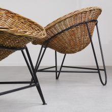 Mathieu Mategot - Wicker rattan lounge chairs - Mid century French design 1950s 1960s - Vintage design rieten rotan fauteuil 5