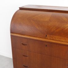 Egon Ostergaard - Mid century Swedish roll-top secretary desk in teak 1960s - Vintage Zweeds design secretaire bureau 5