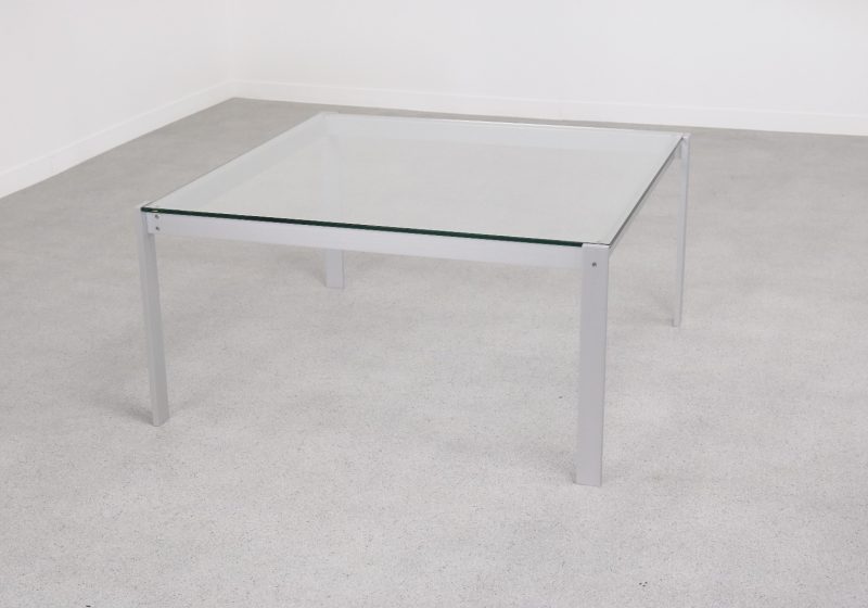 MId century minimalist glass coffee table - Poul Kjearholm style - Vintage design minimalistische salontafel 1