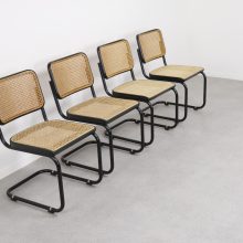 Marcel Breuer B32 Cesca cantiliver dinner chairs - Mid century cane tubular dining chairs - Vintage design rieten eetkamerstoelen 8