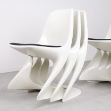 Alexander Begge - Casala model 2001 : 2002 - Mid century space age German molded plastic stacking dining chairs - Vintage Duits design stapelstoelen eetkamerstoelen 6