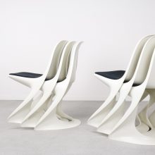 Alexander Begge - Casala model 2001 : 2002 - Mid century space age German molded plastic stacking dining chairs - Vintage Duits design stapelstoelen eetkamerstoelen 8