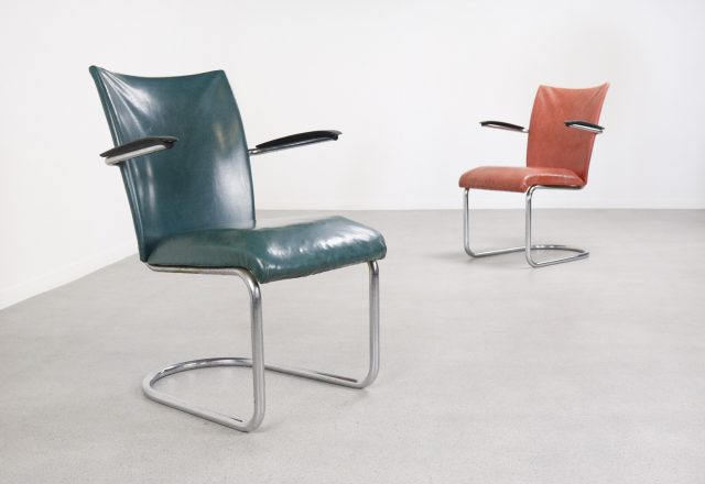 Gebroeders de Wit - Gispen de Wit cantiliver lounge chairs - Mid century Dutch design 1950s - Vintage buisframe fauteuils 1