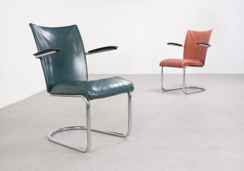 Gebroeders de Wit - Gispen de Wit cantiliver lounge chairs - Mid century Dutch design 1950s - Vintage buisframe fauteuils 1