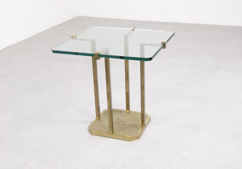 Peter Ghyczy T18 Pioneer series - Mid century Dutch design side table brass glass - vintage design bijzettafel 1