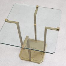 Peter Ghyczy T18 Pioneer series - Mid century Dutch design side table brass glass - vintage design bijzettafel 4