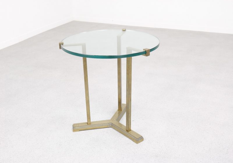 Peter Ghyczy T37 Pioneer series - Mid Century Dutch design brass glass side table - vintage design bijzettafel 58