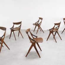 Arne Hovmand Olsen \\' Model 71 \\' Mogens Kold sculptural mid century Danish dining chairs 1950s 12