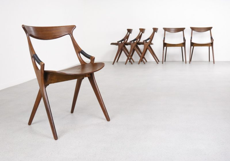 Arne Hovmand Olsen \\' Model 71 \\' Mogens Kold sculptural mid century Danish dining chairs 1950s 3