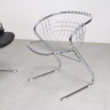 Gastone Rinaldi - Flynn wire dining chairs Thema Italy - Mid century Italian chrome leather chairs 1970s - Vintage Italiaans design eetkamerstoelen 11