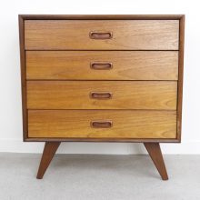 1 Vintage Nederlands design ladenkastje teak nachtkastje - Mid century Dutch night stand chest with drawers 1960s