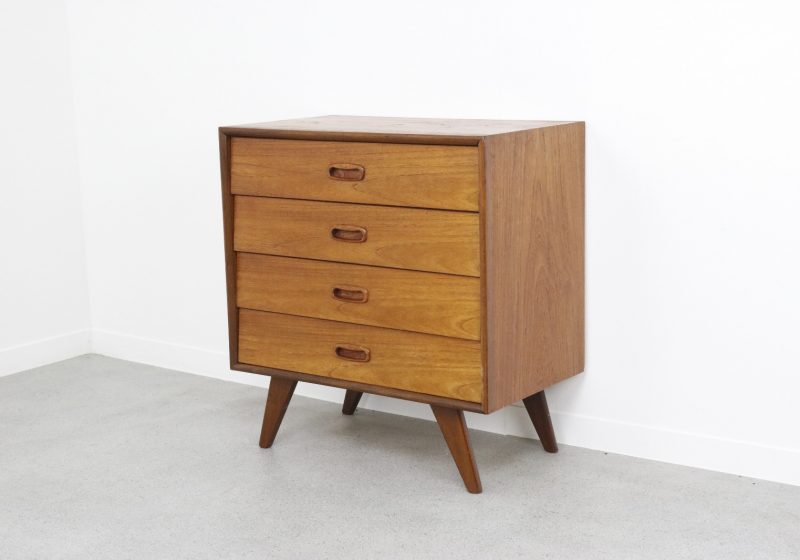 2 Vintage Nederlands design ladenkastje teak nachtkastje - Mid century Dutch night stand chest with drawers 1960s