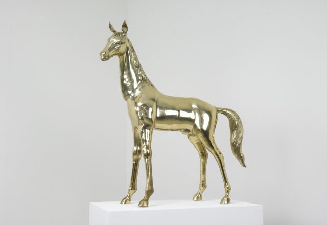 Large Mid Century brass horse sculpture statue 1970s - Vintage messing paard scluptuur beeld 7