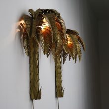 Maison Jansen palm tree wall lamps Hollywood regency - Mid century French design brass wall lights 1970s - vintage messing palmboom lamp 4
