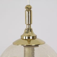 Mid century brass smoked bubble glass hanging lamp 1970s - Vintage messing bubbel rookglas bollamp 2