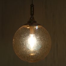 Mid century brass smoked bubble glass hanging lamp 1970s - Vintage messing bubbel rookglas bollamp 7