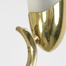 Large Brass 12 arm chandelier by Stilnovo Italy 1960s opaline shades - Mid century Italian lighting - Vintag Italiaanse kroonluchter 9