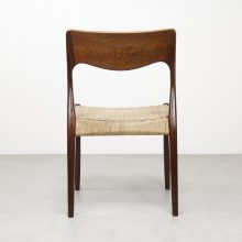 Mid century Danish rosewood papercord dining chairs 1950s - Vintage Deens design palissander eetkamerstoelen 3