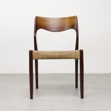 Mid century Danish rosewood papercord dining chairs 1950s - Vintage Deens design palissander eetkamerstoelen 6