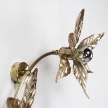 2 flower Willy Daro - Massive Belgium - Mid century Brass floral wall lamps Hollywood regency style - Vintage design messing wandlamp 1970s 2