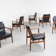 Arne Vodder - Sibast Denmark armchairs model 431 - Rosewood black leather Mid century Danish design 1960s 13