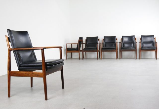 Arne Vodder - Sibast Denmark armchairs model 431 - Rosewood black leather Mid century Danish design 1960s 5