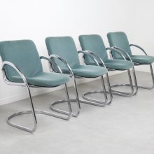 Gastone Rinaldi - Cantilever wire dining chairs Rima Italy - Mid century Italian chrome chairs 1970s - Vintage Italiaans design eetkamerstoelen 6