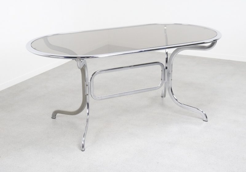 Gastone Rinaldi - Rima Italy - Mid century Italian design oval dining table 1970s - Vintage Italiaans design ovale eetkamertafel 4