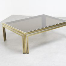 Large Romeo Rega sculptural brass chrome coffee table 1970s - Mid century Italian hollywood regency cocktail table - Vintage Italiaans design messing salontafel 1