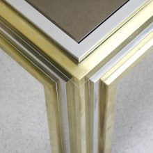 Large Romeo Rega sculptural brass chrome coffee table 1970s - Mid century Italian hollywood regency cocktail table - Vintage Italiaans design messing salontafel 4