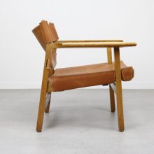 Vintage Borge Mogensen Spanish lounge chairs by Fredericia Denmark 1950s - Mid century Danish design leather oak 2