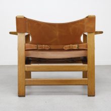 Vintage Borge Mogensen Spanish lounge chairs by Fredericia Denmark 1950s - Mid century Danish design leather oak 3