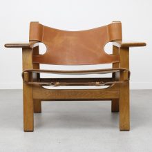 Vintage Borge Mogensen Spanish lounge chairs by Fredericia Denmark 1950s - Mid century Danish design leather oak 6