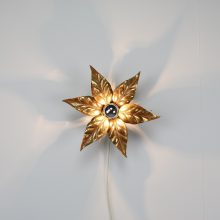 single flower Willy Daro - Massive Belgium - Mid century Brass floral wall lamps Hollywood regency style - Vintage design messing wandlamp 1970s 5