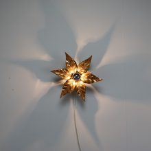 single flower Willy Daro - Massive Belgium - Mid century Brass floral wall lamps Hollywood regency style - Vintage design messing wandlamp 1970s 6