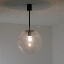 Large Peill & Putzler bubble glass german design hanging lamp 1970s - Mid century globe light 3