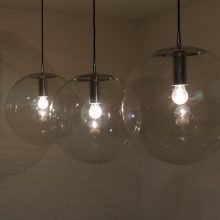 Large Peill and Putzler globe hanging lamp 1970s - Mid century German chrome glass design lights - Vintage design bollampen 8