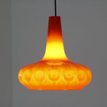 Large orange Peill & Putzler - mid century glass hanging lamp - retro oranje vintage design hanglampen 4