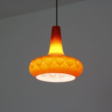 Large orange Peill & Putzler - mid century glass hanging lamp - retro oranje vintage design hanglampen 6