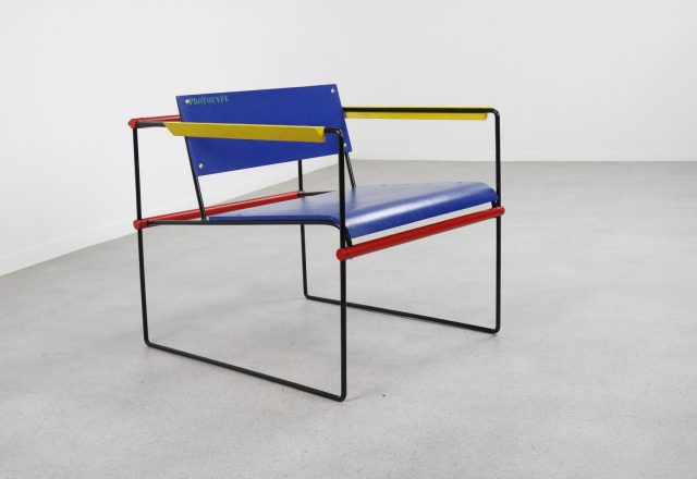 Mid century Dutch design Prototype lounge chair 1960s : 1970s - Mondriaan colours chair Cordemeyer Wim : Gerrit Rietveld 1