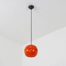 Orange Peill & Putzler - mid century glass hanging lamp - retro oranje vintage design hanglampen 2