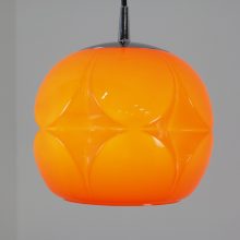 Orange Peill & Putzler - mid century glass hanging lamp - retro oranje vintage design hanglampen 4