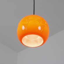 Orange Peill & Putzler - mid century glass hanging lamp - retro oranje vintage design hanglampen 5