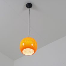 Orange Peill & Putzler - mid century glass hanging lamp - retro oranje vintage design hanglampen 6