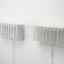 Pair of ice glass wall lamps by Doria Leuchten Germany 1960s - Mid century German design lighting - Vintage ijsglas wandlampen 3