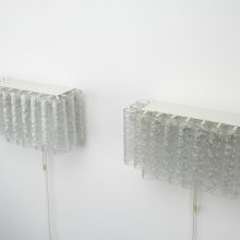 Pair of ice glass wall lamps by Doria Leuchten Germany 1960s - Mid century German design lighting - Vintage ijsglas wandlampen 5