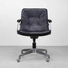 Black leather Geoffrey Harcourt Artifort 1960s - Mid century Dutch design office chairs - Vintage Nederlands design bureaustoel 2