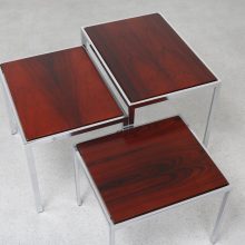 Cees Braakman reversible nesting tables - Pastoe 1960s - Mid century Dutch design Rosewood side table - Vintage palissander bijzettafels miniset 2