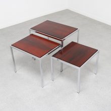 Cees Braakman reversible nesting tables - Pastoe 1960s - Mid century Dutch design Rosewood side table - Vintage palissander bijzettafels miniset 3